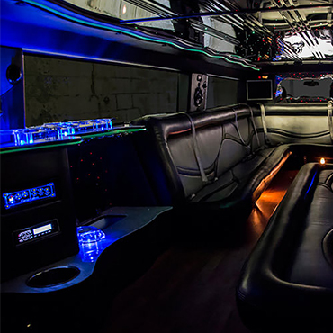 bar area on a 18 passenger hummer limo