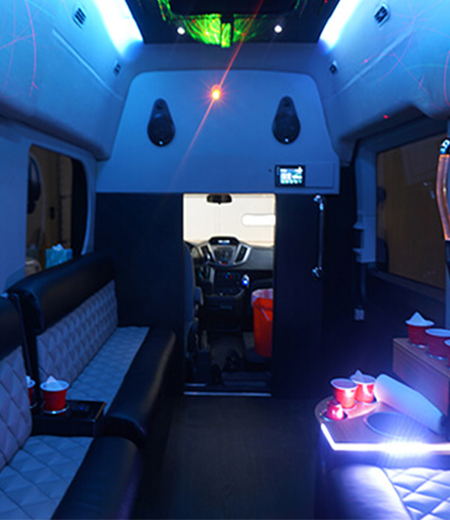 limo van with neon lights